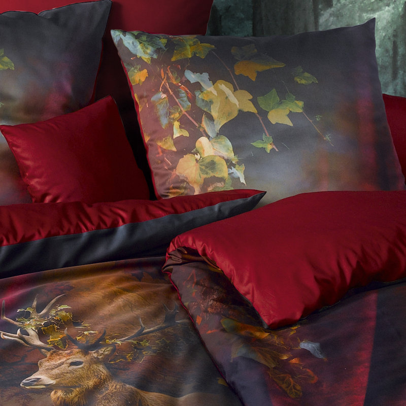 Red 100% Cotton Reversible 3 Piece Duvet Cover Set