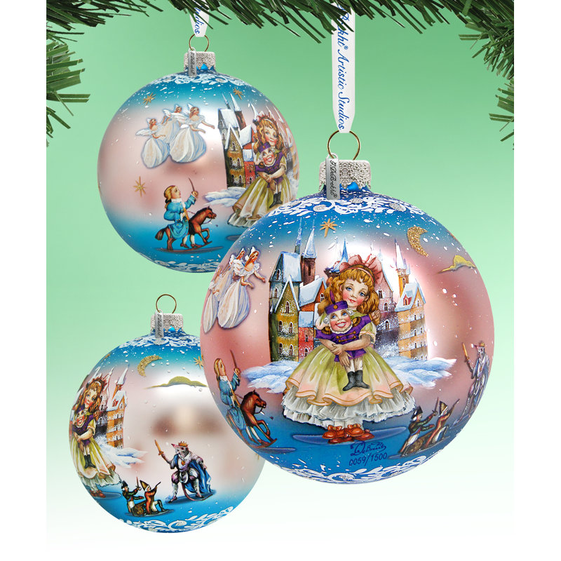 Holiday Splendor 5.5'' Handmade Glass Ball Ornament, Nutcracker Fairytale, 5.5" H x 5" W x 5" D