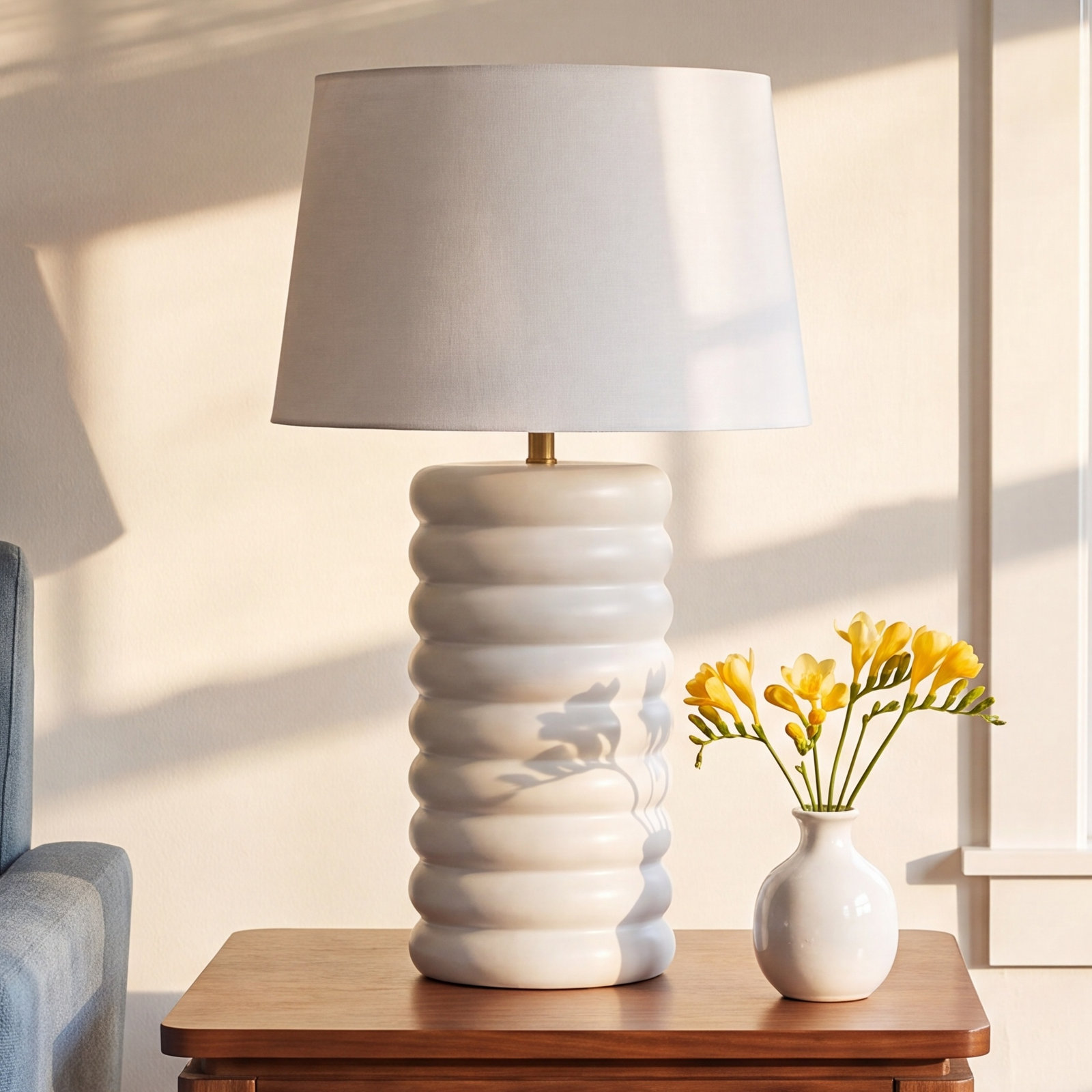 Ceramic Table Lamp, White