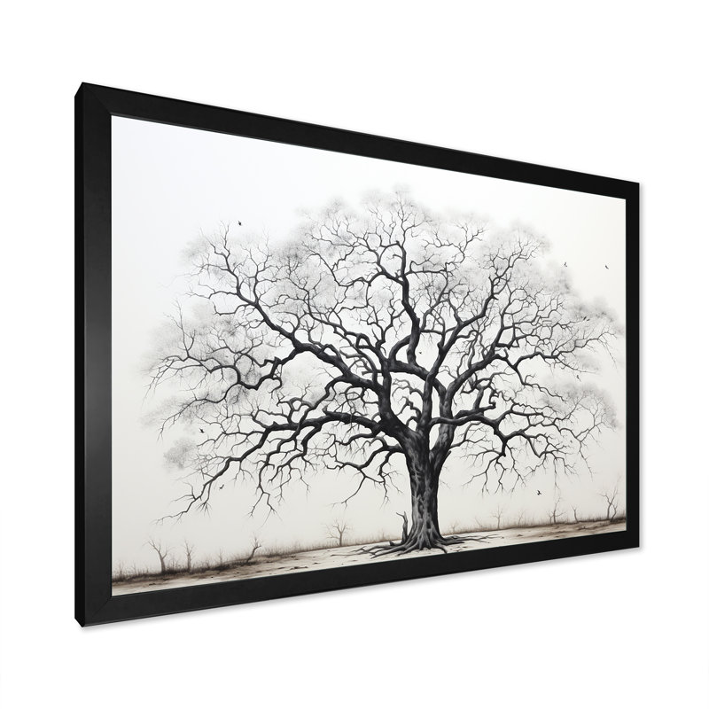 Minimalisme, arbres en chêne noir et blanc II, art mural sur toile de chêne, H 12 po x l 20 po x P 1 po, Cadre simple noir