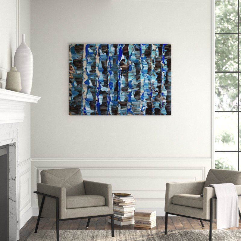 Blue Moon Light Print, Hand Embellished Texture, 24" H x 34" W