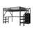 Queen Size Loft Bed With L Shaped Desk, LED Light And USB For Kids Teens Adults