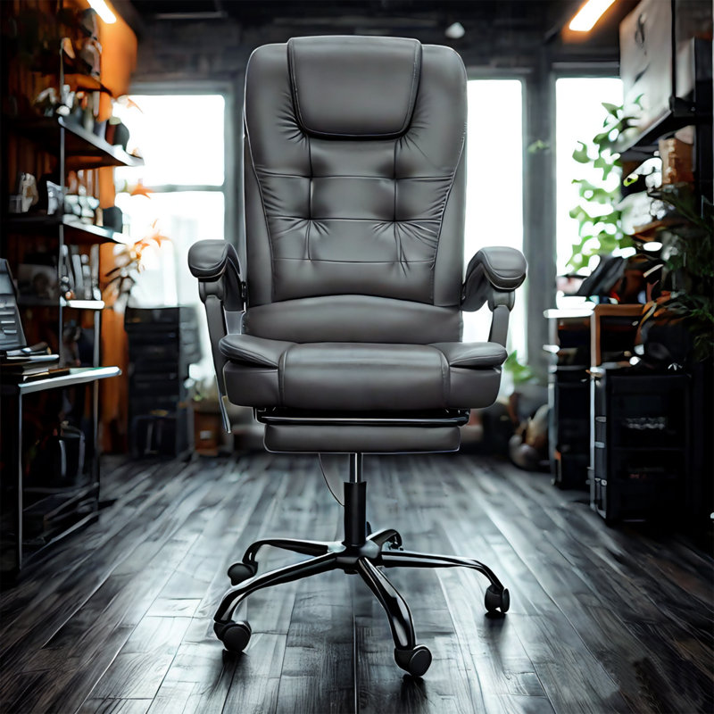Noshin Ergonomic Faux Leather Massage Executive Chair, Dark Black