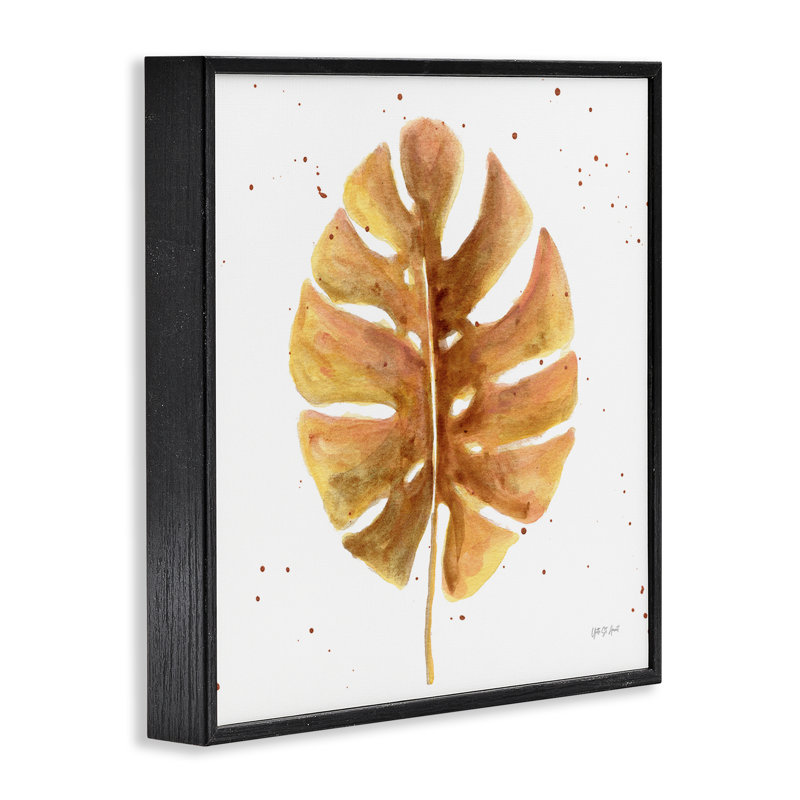 Feuille de palmier doré yvette St. Amant bg-019, Giclée encadrée noir minuit, H 24 po x l 24 po