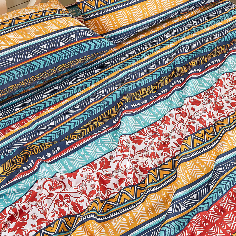 Twin Multicolor Floral Bohemian Microfiber Deep Pocket Sheet Set