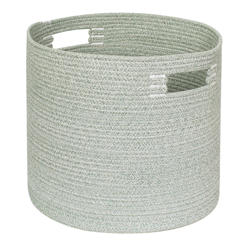 Round Cotton Rope Storage Basket, Green