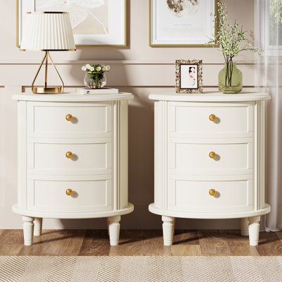 Modern 3 Drawer Nightsand with Solid Wood Legs, Fully Assembled