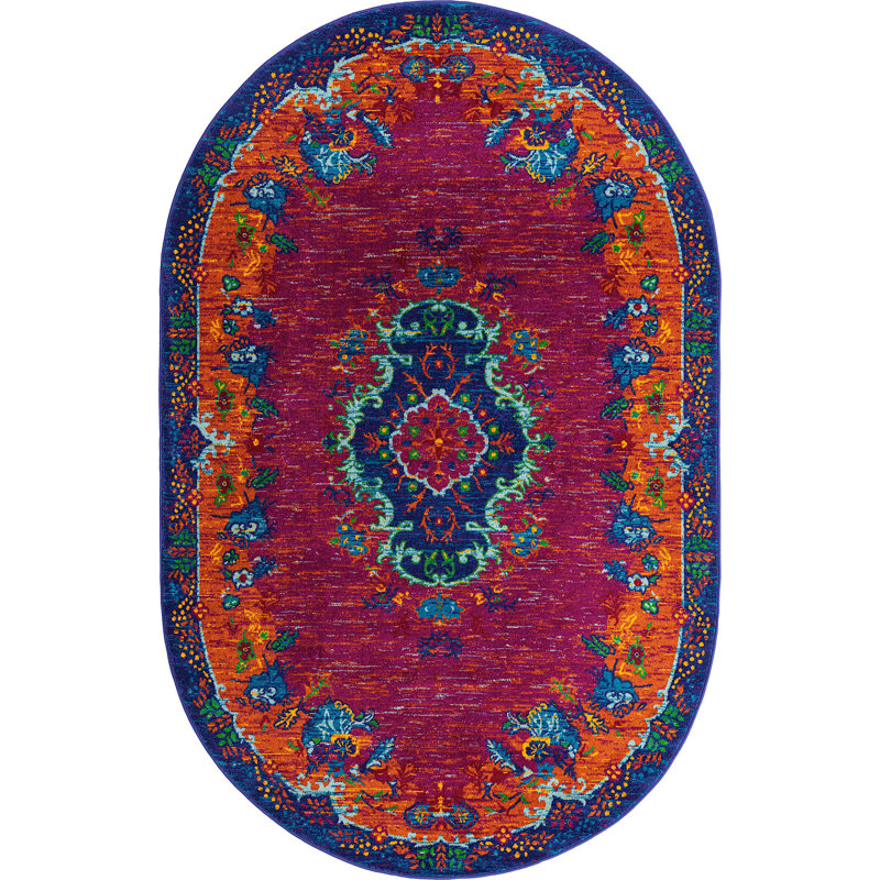 Floral Indoor Rug, Oval 5'3" x 8'