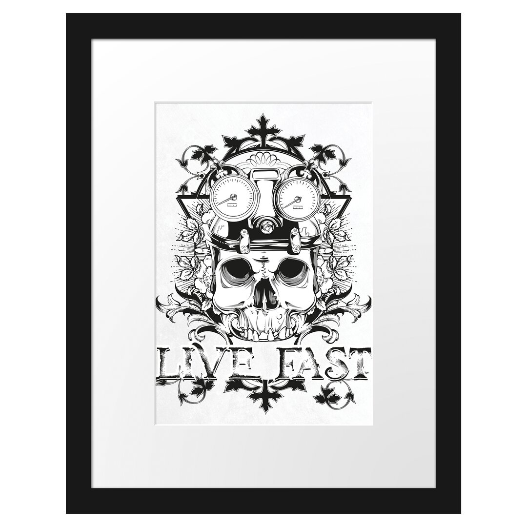 Gerahmtes Poster Live Fast White