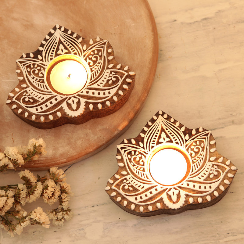 1'' H Wood Tabletop Tealight Holder