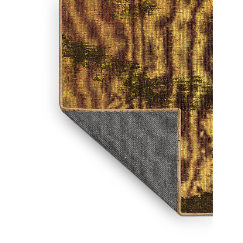 Tapis de couleur unie en laine / polyester tissé à la machine en jaune / brun, Tapis de couloir 2 pi x 5 pi