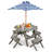 Kids Wooden Table Set With Octagon Table 4 Stools & Removable Adjustable Umbrella Grey