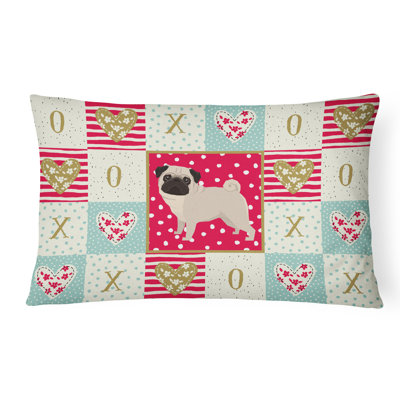  Coussin d'extérieur rectangulaire avec rembourrage Pug Love