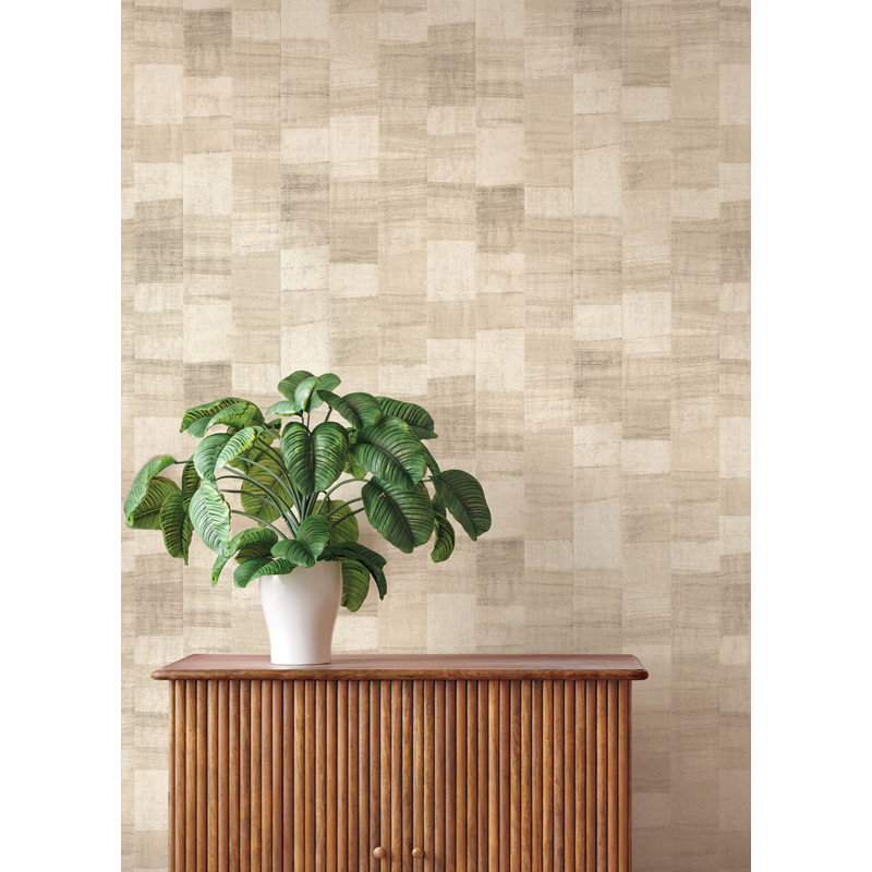 Papier peint rayé beige Ivo, Beige