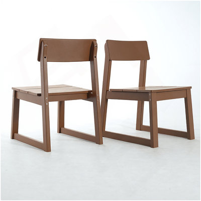 Ensemble de 2 chaises d'extérieur et de jardin en PEHD brun avec un design moderniste pour des sièges écologiques et durables
