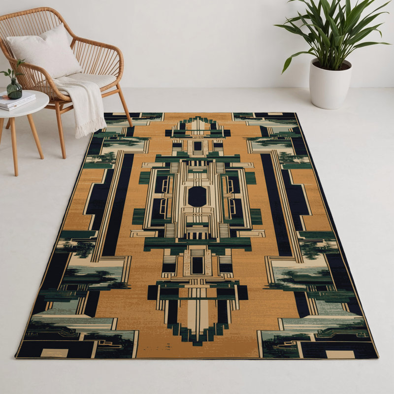 Tapis intérieur et extérieur ArtDeco, Rectangle 9 pi x 12 pi