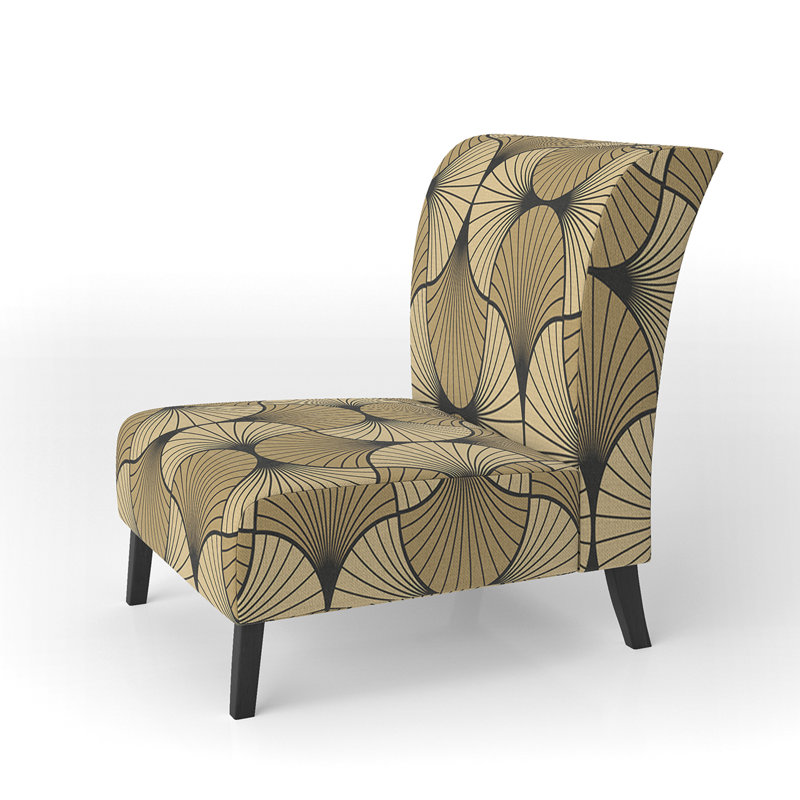 Brechta Vibrant Curve Design II - Velvet Upholstered Modern Slipper Chair, Brown/Black