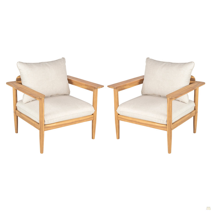 Méridienne d'extérieur en bois d'acacia, ensemble de 2