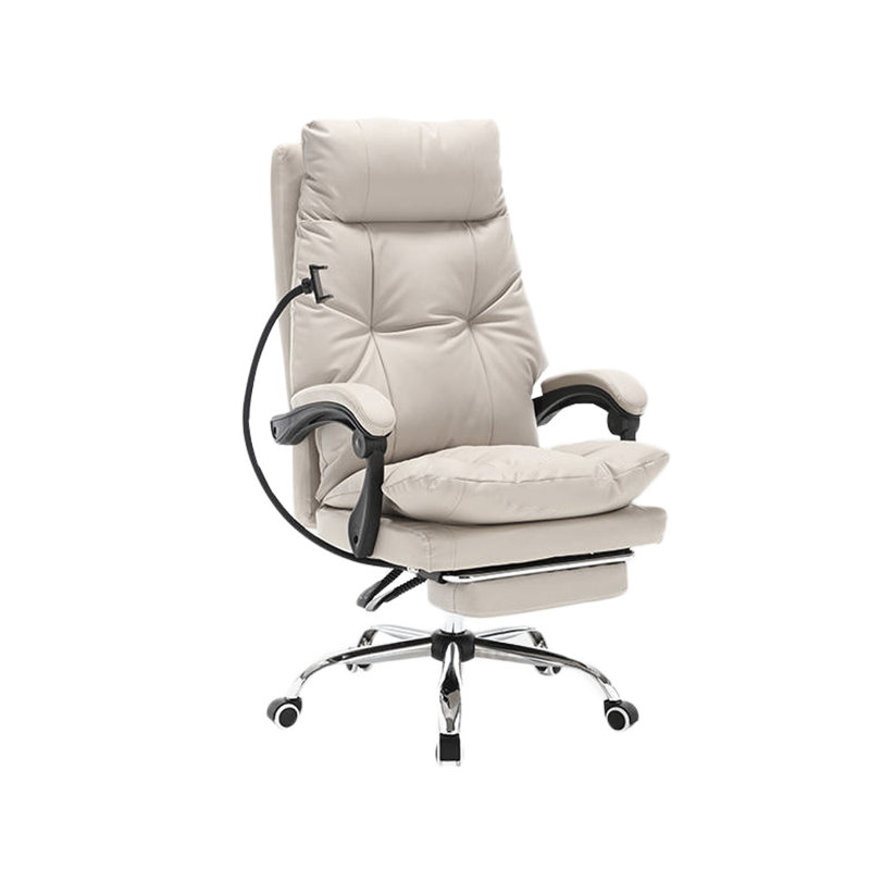 Executive Chair with Headrest, Beige/Gray