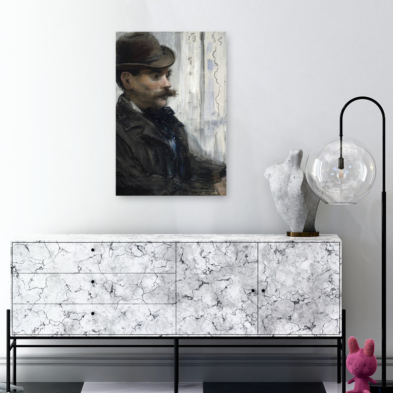 Portrait Of Alphonse Maureau, C.1880 Impressionist Abstract Contemporary Portrait Wall Art Print by Edouard Manet - 1 Piece Wrapped Canvas Wall Art