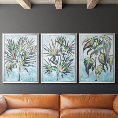 «Candy Palm Fresco II» - Toile tendue avec châssis sur mesure - 3 pièces