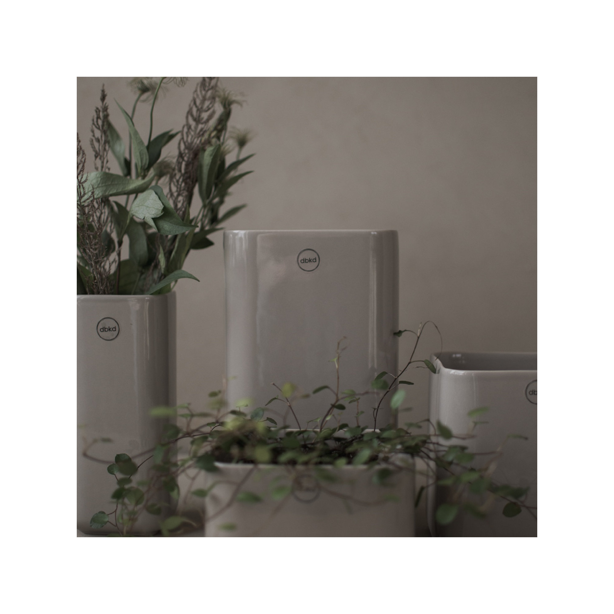 Dan Ceramic Table Vase, Greige, 9.84" H x 5.11" W x 5.11" D