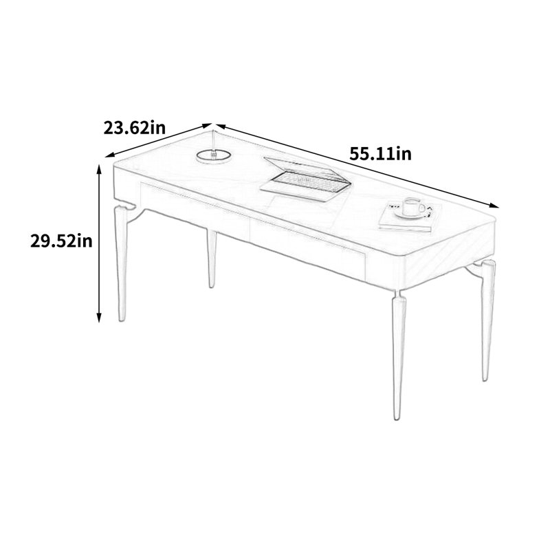 Bureau élégant et spacieux, H 29,52 po x l 55,11 po x P 23,62 po