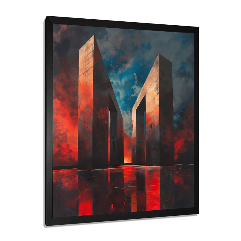 Salon d'art mural bleu et rouge National Pride Monument, Cadre simple noir, H 24 po x l 32 po