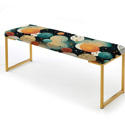 Cosmic Simplicity - Geometric Upholstered Gold Bench