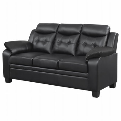 Eaton Casual Black Padded Sofa with Tufted