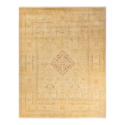 Tapis ivoire Haynie en laine noué à la main 8 pi 1 po x 10 pi 2 po