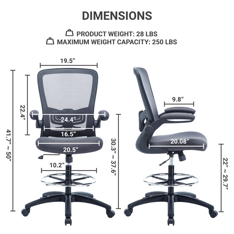 Ergonomic Desk Chair, Mesh Home Office chair, Swivel Desk, Computer Chair with Lumbar Support, Height Adjustable with Foot Ring