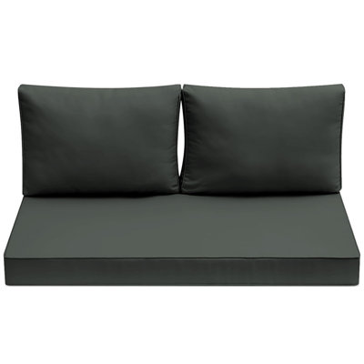3-piece Outdoor Loveseat Cushion Set - 48x24 In,thick, Waterproof Patio Deep Seat Chair Cushions For 2-person Wicker Rocker,bench -all-weather For Porch, Garden