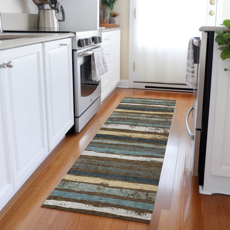 Sylira Brown Washable Indoor-Outdoor Rug - , 2'3" x 7'6"