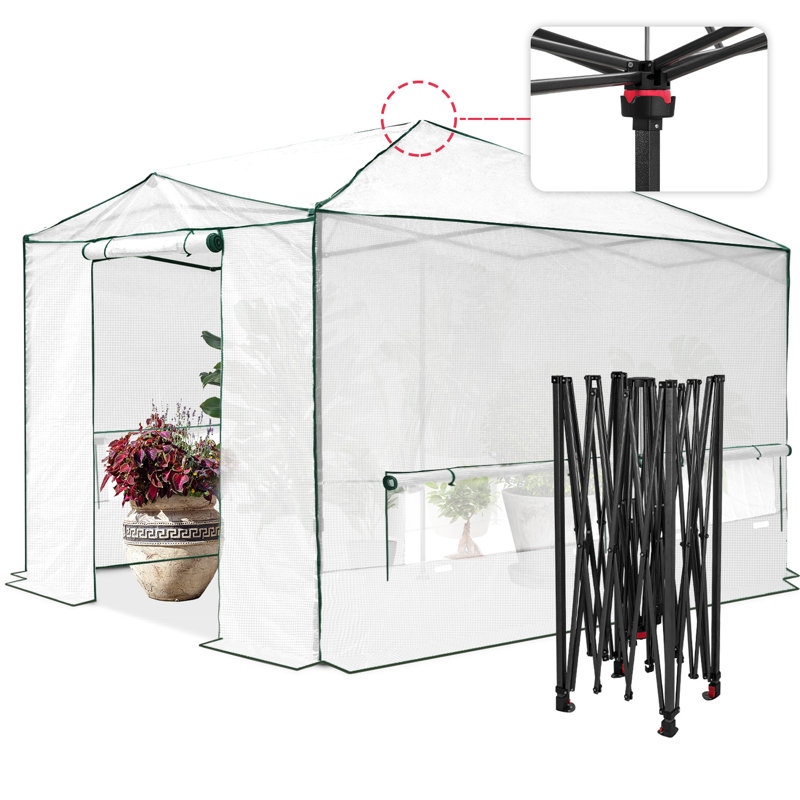 Eagle Peak 12x8 White Portable Walk-In Greenhouse with PE Cover
