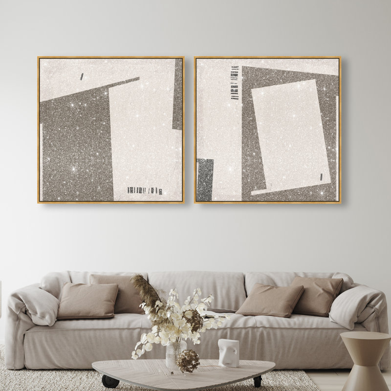 Structural Set Set by Oliver Gal, 41"H x 41"W, Gold Floater Frame