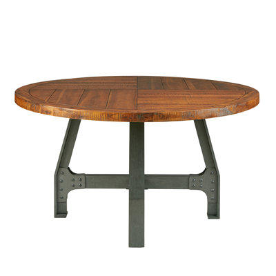 Table ronde - Finitions en bois massif, ambre et métal graphite, hauteur réglable pour les rassemblements, hauteur de finition de 54 po de diamètre, utilisation en parapente