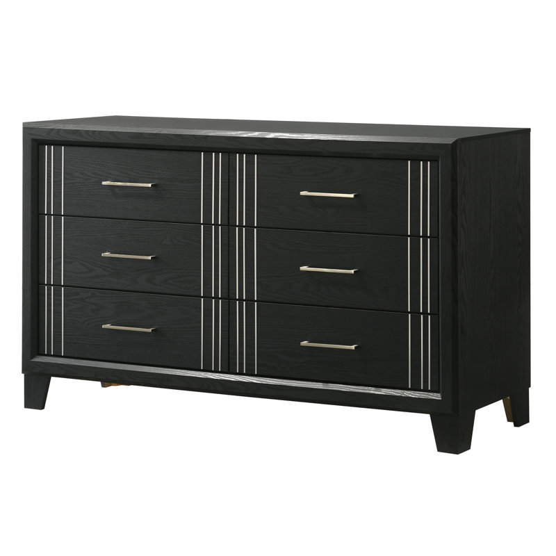 Ensemble de chambre à coucher à panneau moderne avec finition gris anthracite, 4 pièces, Grand lit