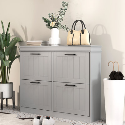 Shoe Cabinet for Entryway with Flip Drawers Adjustable Shelf Grey