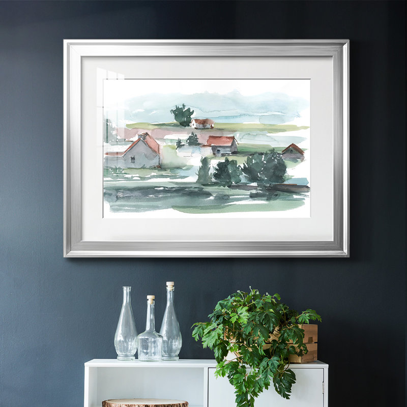 Valley Farm II, reproduction d'art encadrée, Argent, H 19 po x l 27 po x P 1,5 po