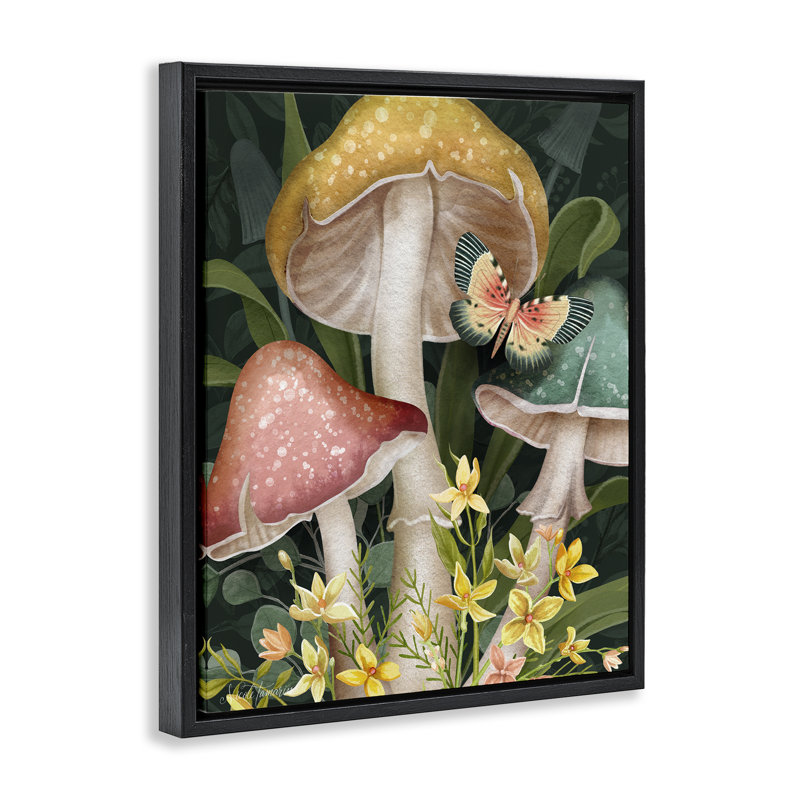 Cadre flottant champignon Midnight Garden, conception par Nicole Tamarin, H 31 po x l 25 po, Cadre flottant noir de jais