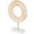Cole And Grey Marble Textured Ring Geometric Sculpture With White Base And Gold Stand