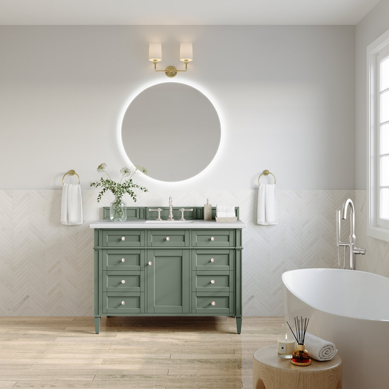 Brittany 48'' W Single Vanity, White Zeus, Smokey Celadon, 8" Widespread