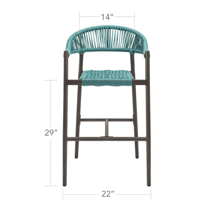 Skye Counter Stool with Aluminium Frame, Teal/Gray