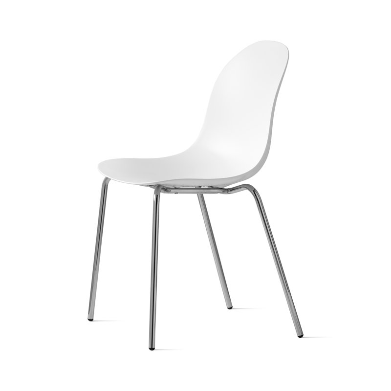 Academy Armless Chair with Metal Frame, Matte Optic White/Chrome