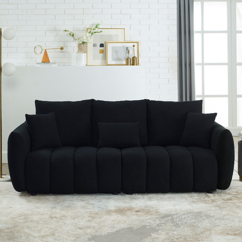 Jittender Upholstered Sofa, Black Chenille, 32" H x 82" W x 36" D
