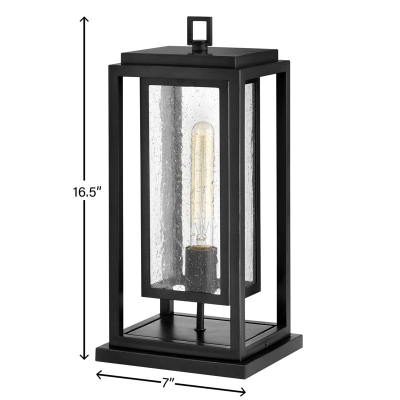 Black Clear Seedy Glass LED Outdoor Pier Mount Light