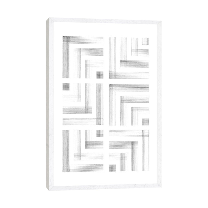 Geometric Lines by Whales Way - Print on Canvas, 152.4cm H x 101.6cm W x 3.81cm D, White Framed