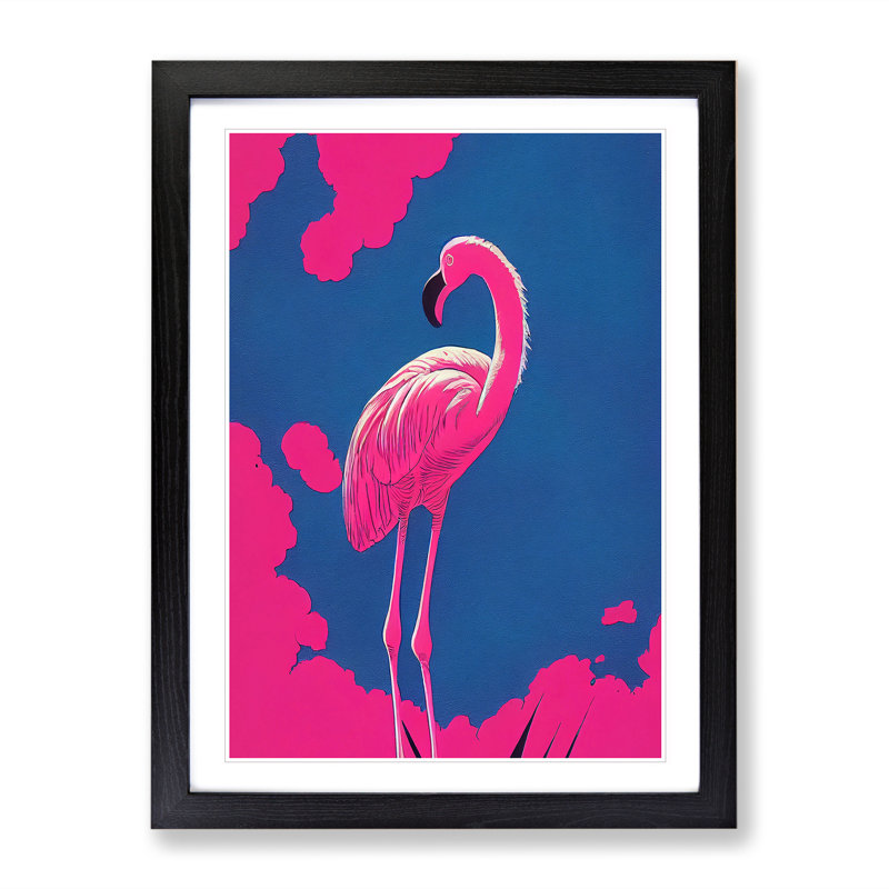 Resting Flamingo - Wall Art, Black Framed, 66cm H x 48cm W