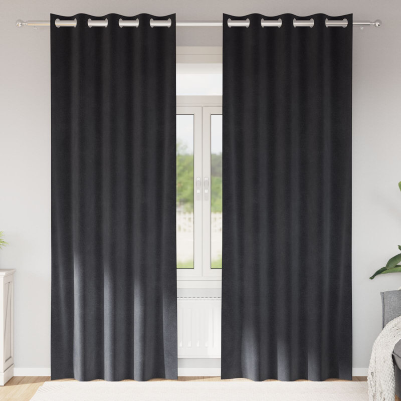 Curtains Polyester Medium Decorative Inlays, Charcoal, 140cm Width x 225cm Drop